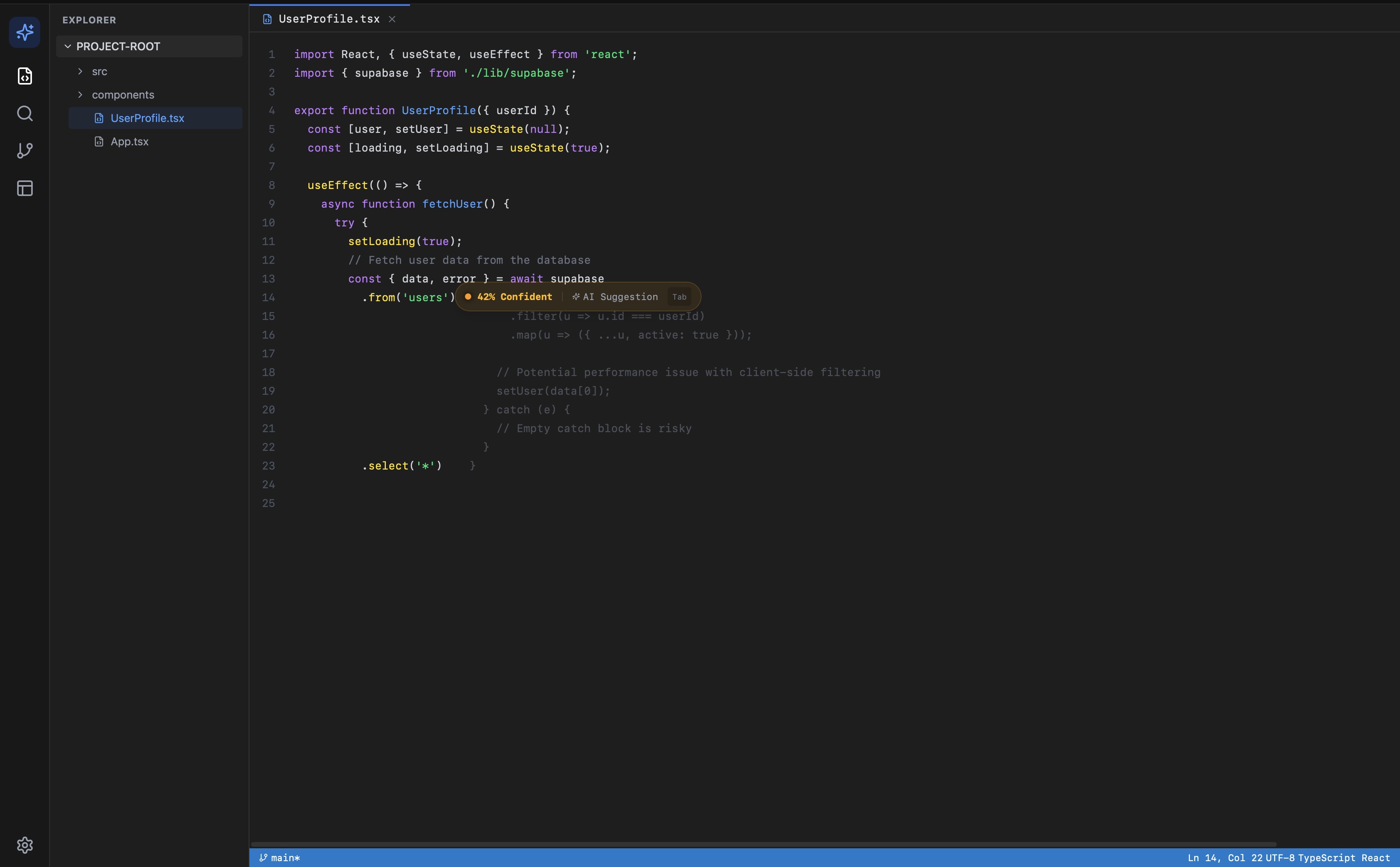 Low confidence suggestion